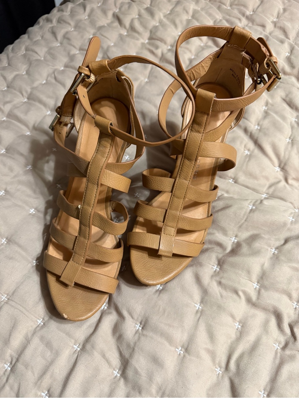 Chinese Laundry Tan Strappy Wedge Sandals